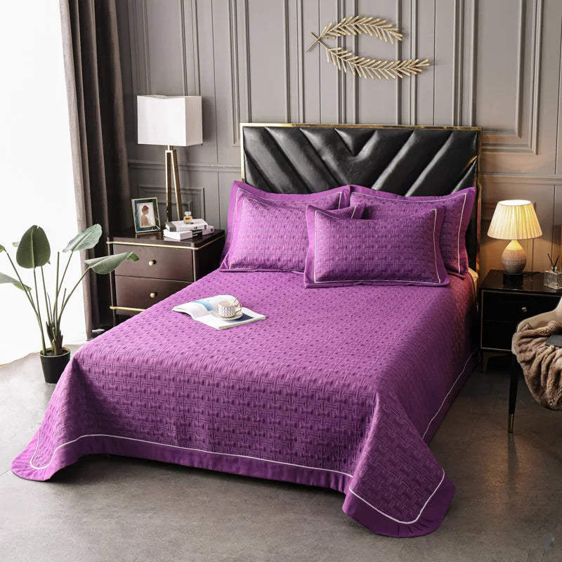 Quilted Padded Continental Bed Cover Three Piece Set