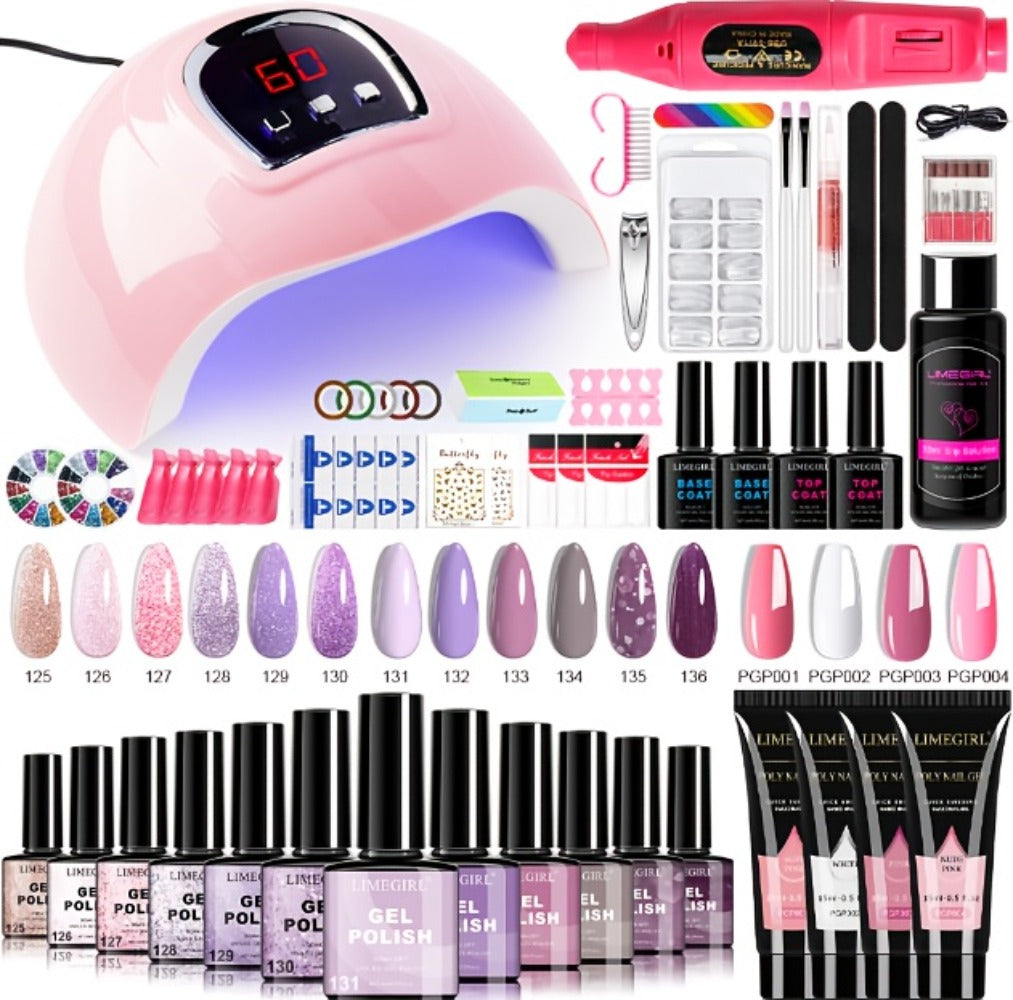Gel Nail Polish Kit with UV Lamp & Electric Nail Drill – 12 Colors Gel Polish Set, Poly Extension Gel, Top & — image 30