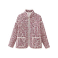 Plus Size Stand Collar Quilted Floral Cotton Coat Jacket Women