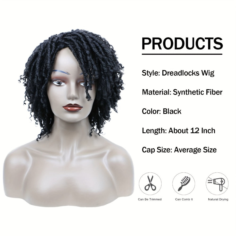 Synthetic Wig 12-Inch Goddess Faux Locs Headband Style with Curly Ends in Three Colors for Festivals — image 2