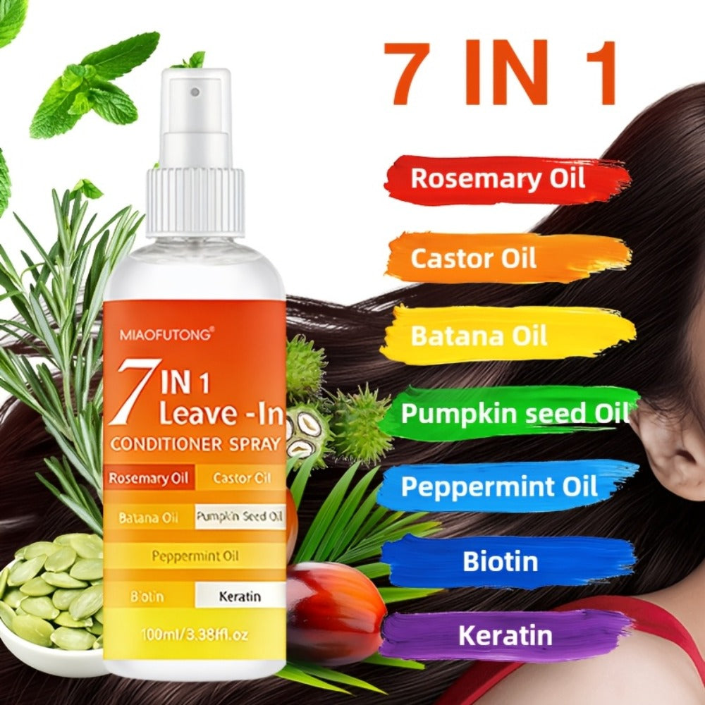 7-in-1 Leave-In Hair Essence Spray for Women - Anti Frizz Shine Boost Heat Protection Deep for Bath Time, Home Spa and Person