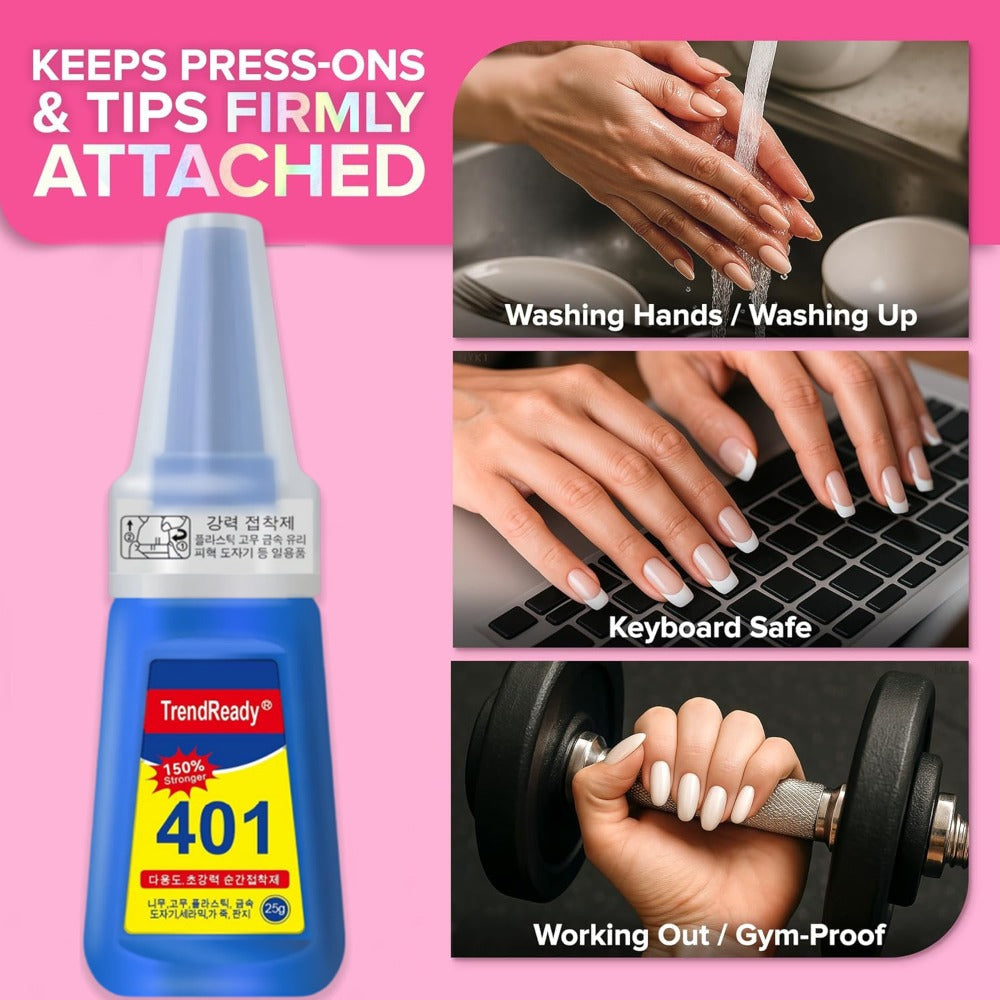 Nail Glue Set, TrendReady 401 25g Bottles in 1+1, 3+1, 5+1 or 7+1 Pack Options with Pointed Nozzles — image 14