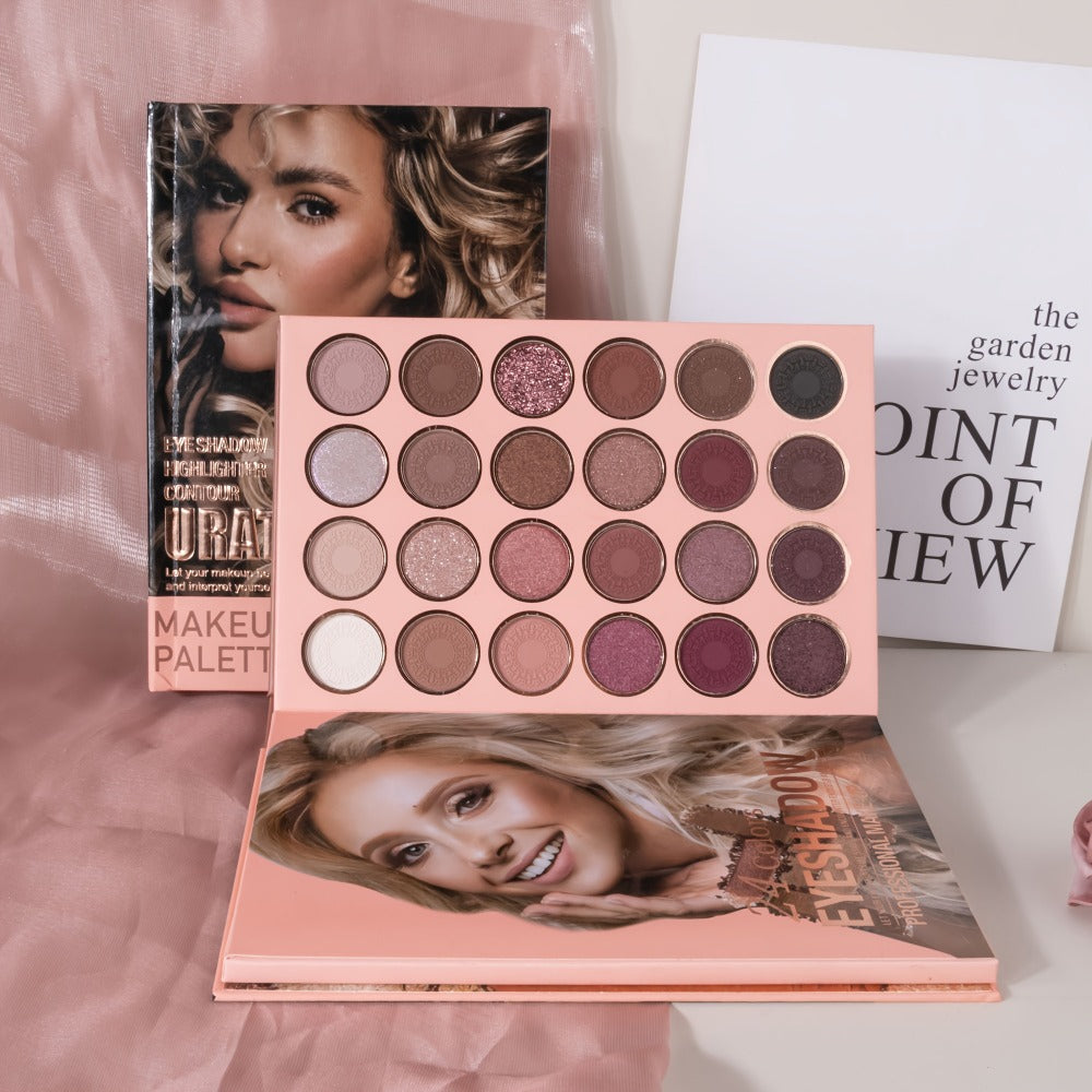Eyeshadow Palette Book Style SHCOETY 4-in-11 Makeup Kit, 24-Color Eyeshadow + 6-Color Highlighter + 6-Color Blush + 7-Color C