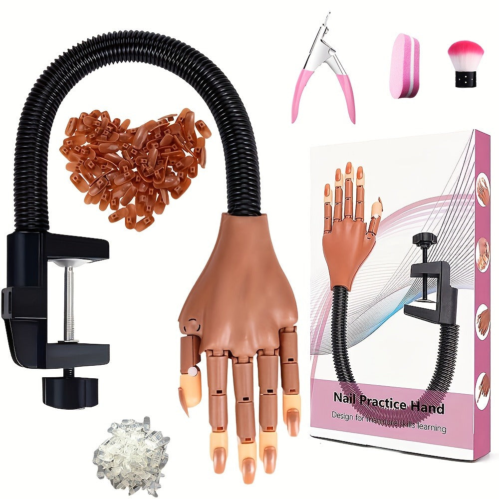 Nail Practice Hand Kit for Acrylic Nails Flexible Training Hand with 200pcs Replacement Nail Pads Clippers — image 12