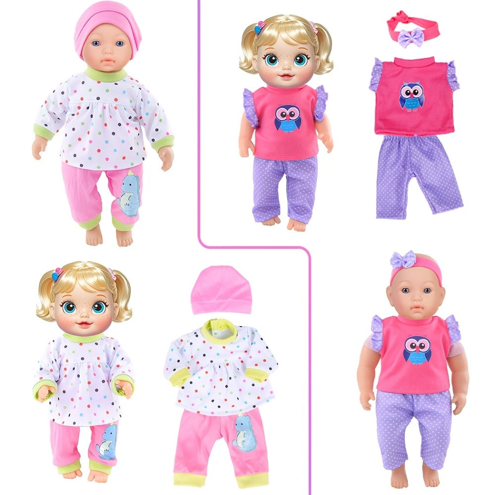 10-Set Baby Doll Clothes for 10 12 14 Inch Dolls, Variety Fashion Outfits Set, Safe Fabric, Easy On Off — image 4