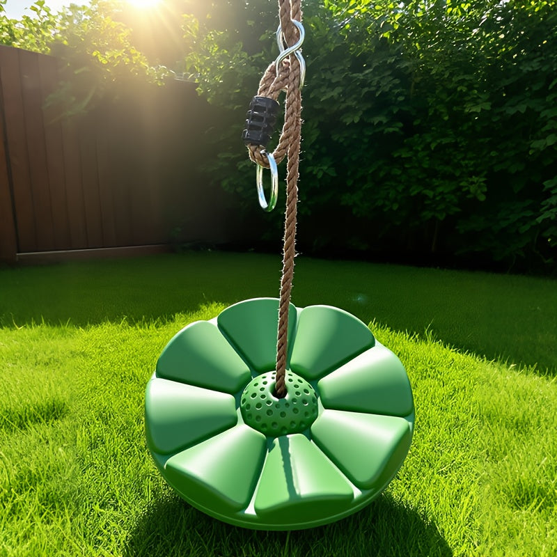 Petal Shaped Outdoor Swing for Kids, Single Person Thickened Fun Swing, 11.8" Diameter, 78.7" Rope — image 1