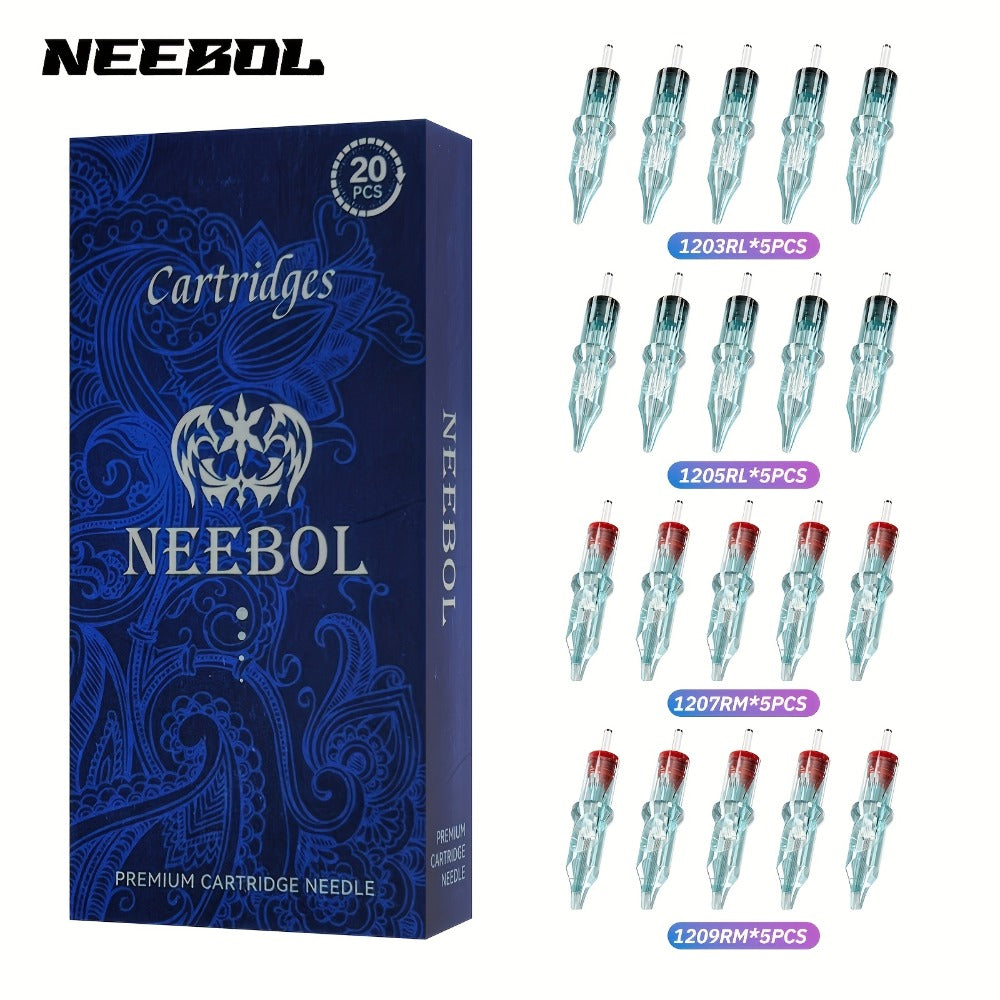Tattoo Cartridge Needles with Neebol Label, 20-Piece #12 RL RM Mix or 50-Piece #12 RL Pack — image 1