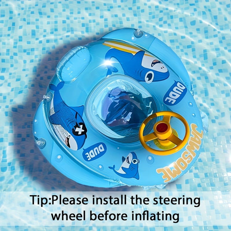 Pool Float Animal-Themed Seat Ring with Steering-Wheel Detail, Inflatable Backrest and Three Colors — image 10