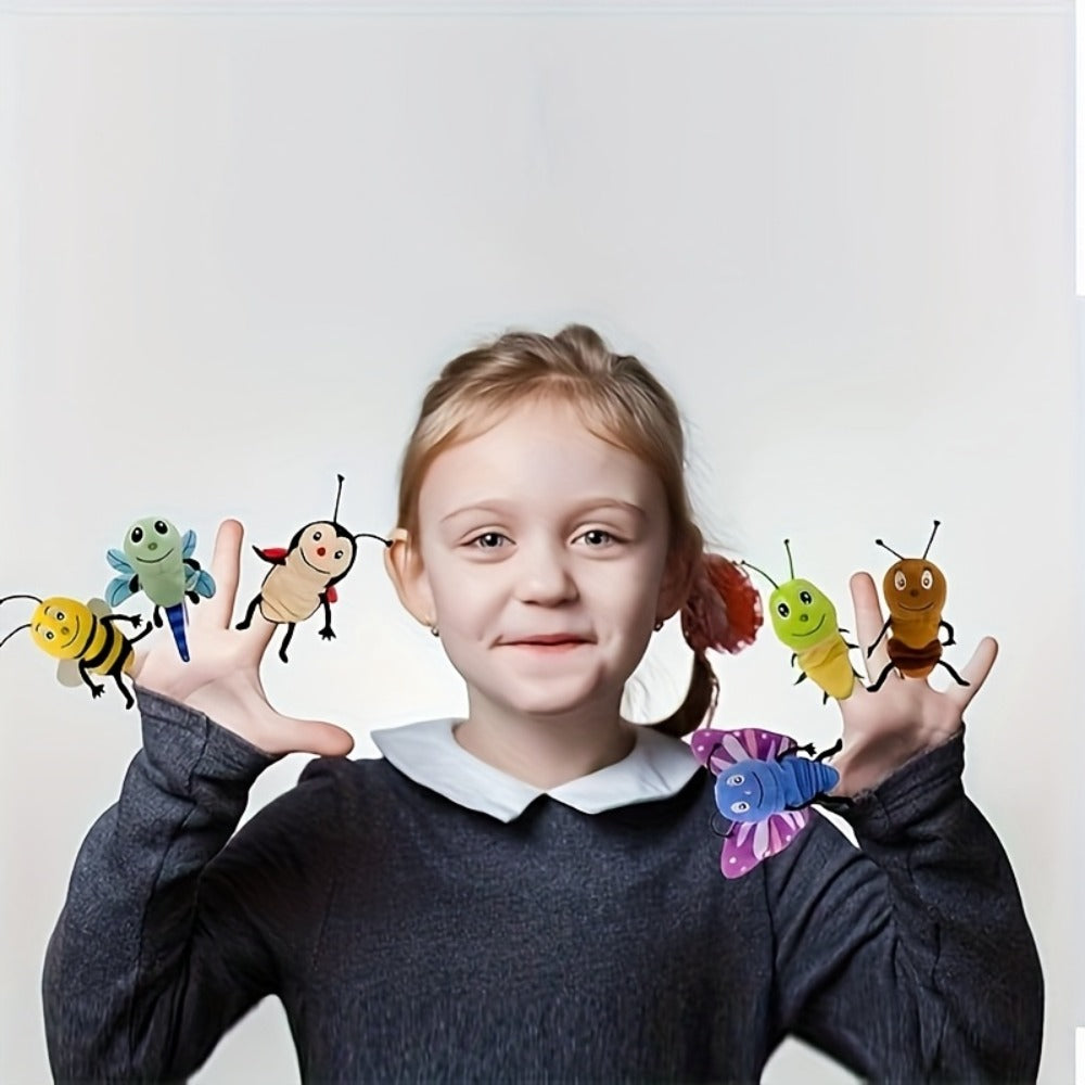 Six-Piece Insect Finger Puppet Set with Six Colorful Bug Designs for Storytelling and Pretend Play — image 6