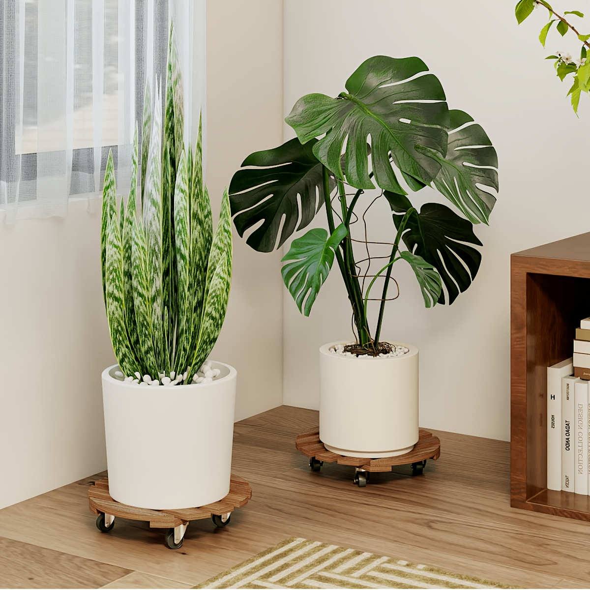 Plant Caddy with Wheels 2 Pack – 13.4" Heavy Duty Iron Pot Roller with Lockable Swivel Casters for Indoor & Outdoor Planters 