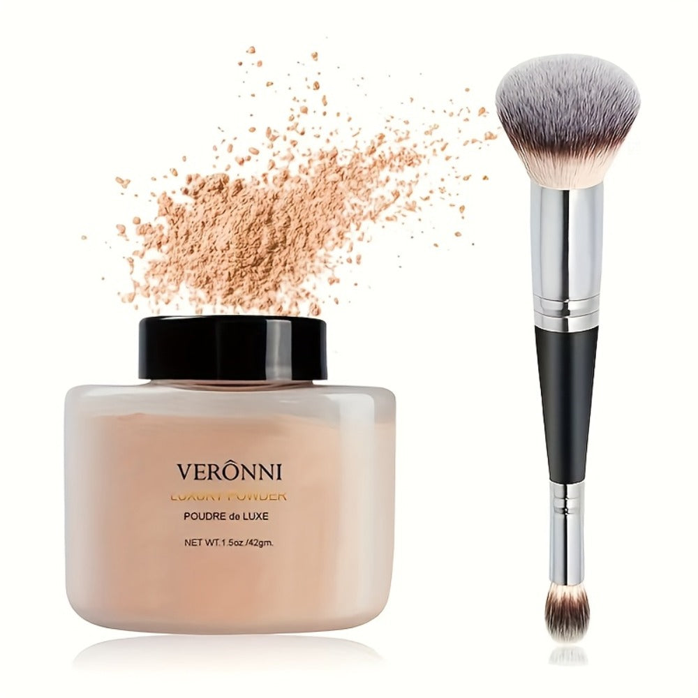 BB Cream Setting Powder Set 2 Pcs with Tools Concealer Oil Free Matte Face Makeup for Women, for Makeup, Travel and Everyday 