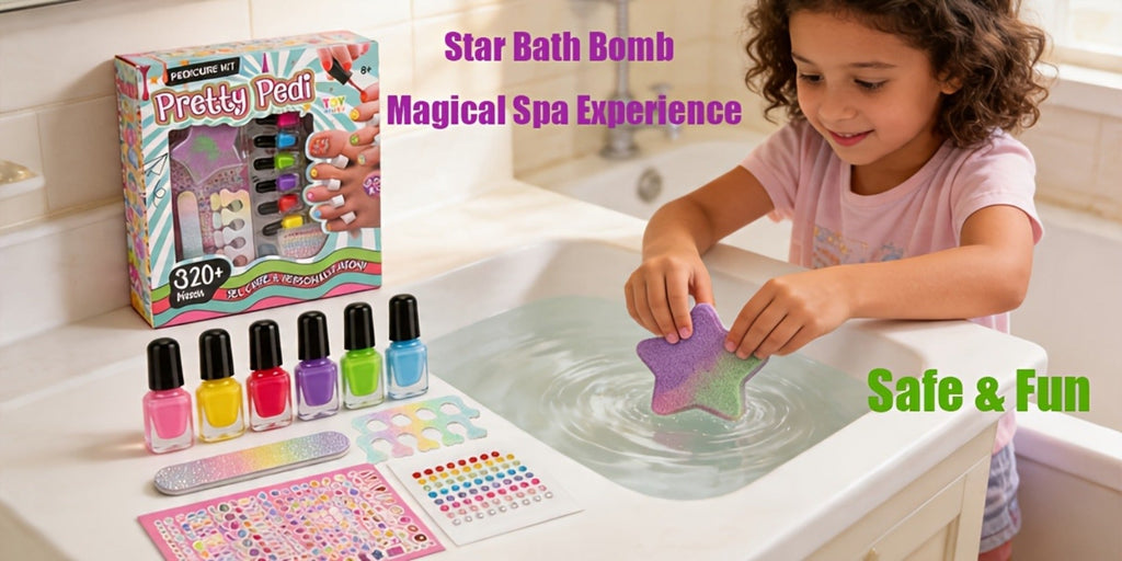 Pedicure Play Set for Girls 8+, 320+ Pieces Pretend Spa Kit with Colorful Nail Polishes & Stickers — image 10