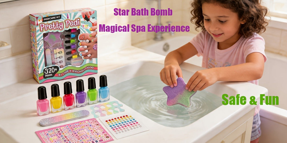 Pedicure Play Set for Girls 8+, 320+ Pieces Pretend Spa Kit with Colorful Nail Polishes & Stickers — image 10