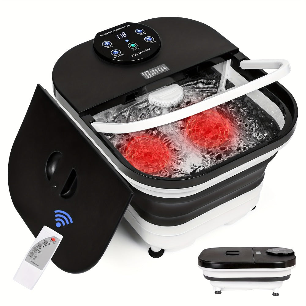 Foldable Foot Spa Bath with 20 Massage Rollers, Touchscreen Temperature Display, Remote Control & Shower — image 14