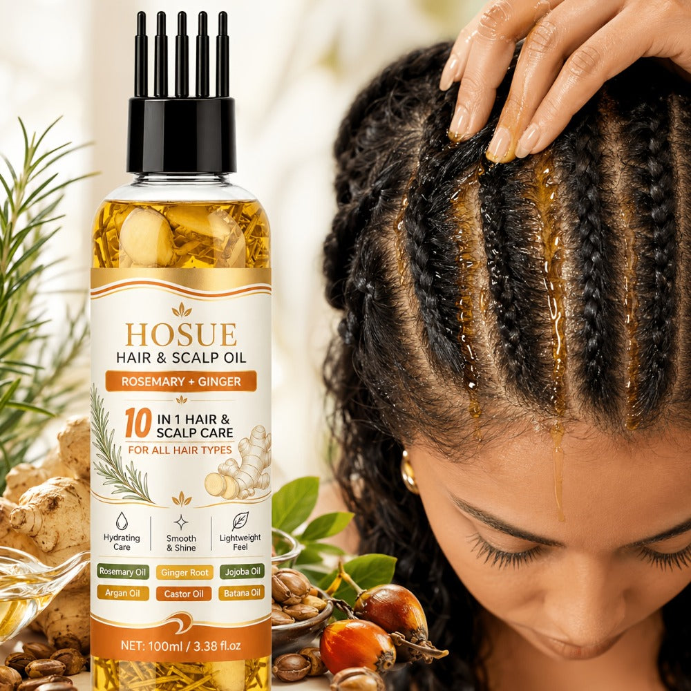 Hair Growth Oil 10-in-1 Botanical Herbal Blend Batana Rosemary Fenugreek Castor Red Onion Ginseng Turmeric Pumpkin Seed Nouri