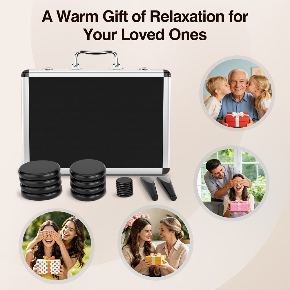 18-Piece Basalt Hot Stone Massage Set with Warmer, 4 Sizes for Full Body Deep Relaxation, Professional — image 2