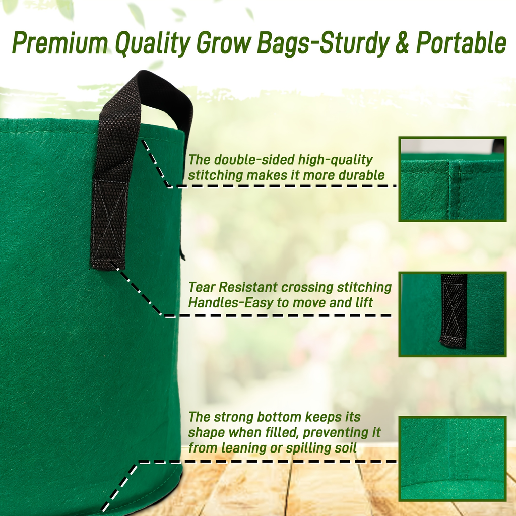 5/7/10/15 Gallon Plant Grow Bags, 7Pack Colourful Fabric Planters Plant Pots Garden Bags To Grow Vegetables With Reinforced H