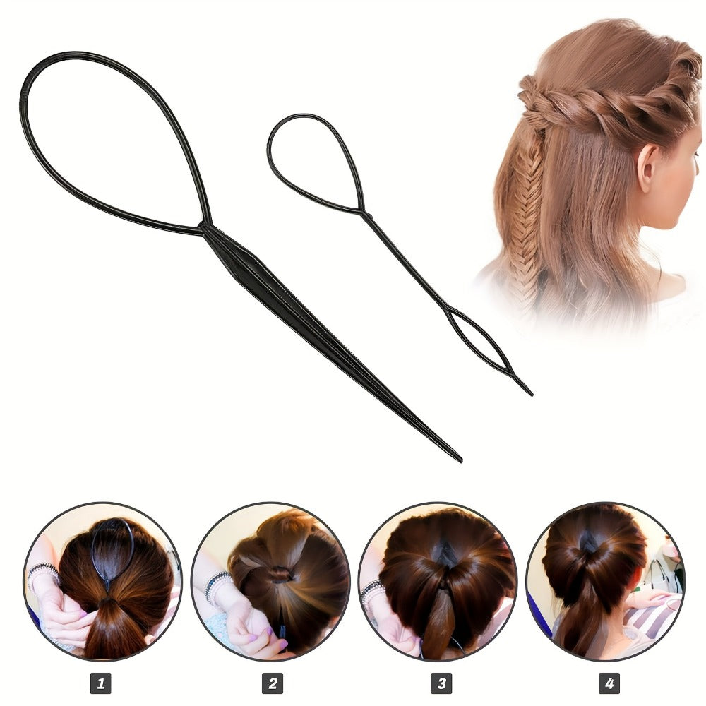 51-Piece Hair Styling Tool Set Braiding Kit with Clips Donut Bun Maker Hair Pins Curlers Braid Accessories for Women Bridal W