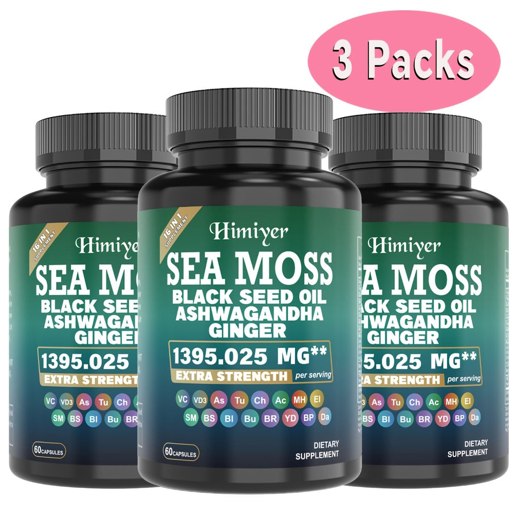 Herbal Supplements with DREAMOSE Label, Sea Moss Blend Capsules, 3 Bottles and 180 Capsules Total — image 1