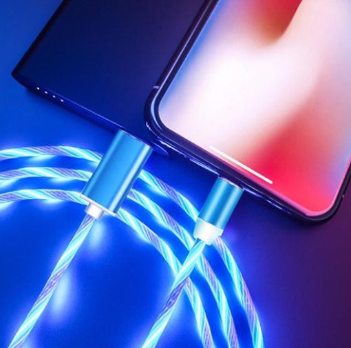 Flowing Light Magnetic Streamer Data Cable - iPhone, Android & Type-C
