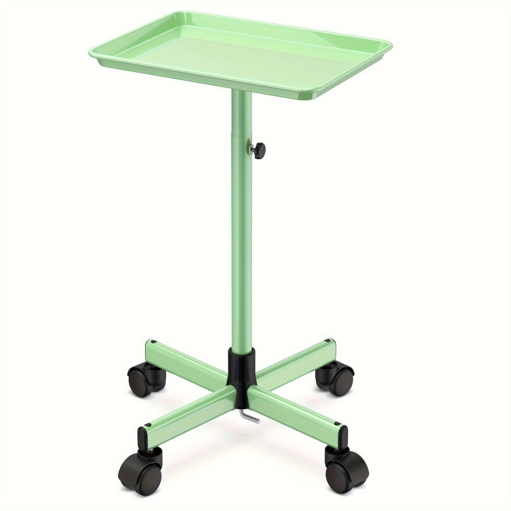 6-Color Premium Aluminum Salon Rolling Tray on Wheels – Adjustable Height Hairdresser Cart, Tattoo Tray, Spa Service Trolley 