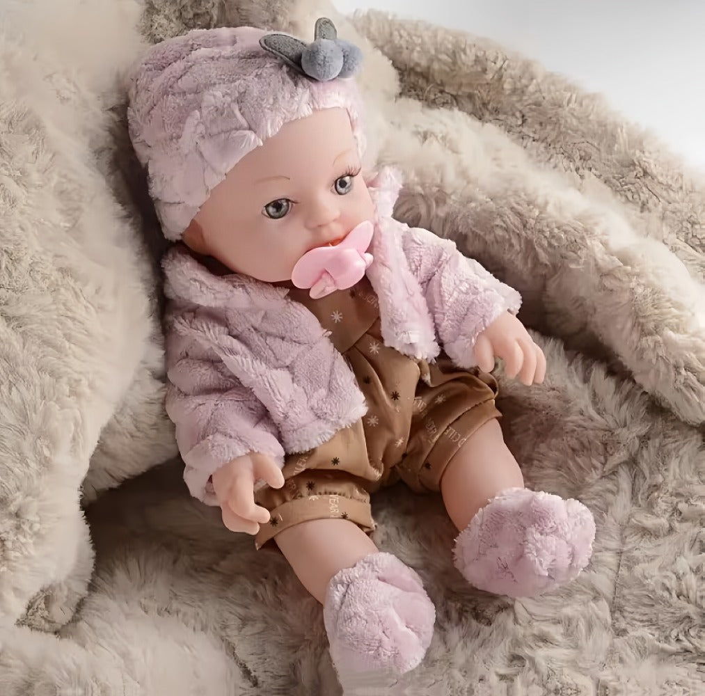 Pink Baby Doll with Open-Eye Face, Pacifier and Textured Outfit Across Three Checkout Style Labels — image 16