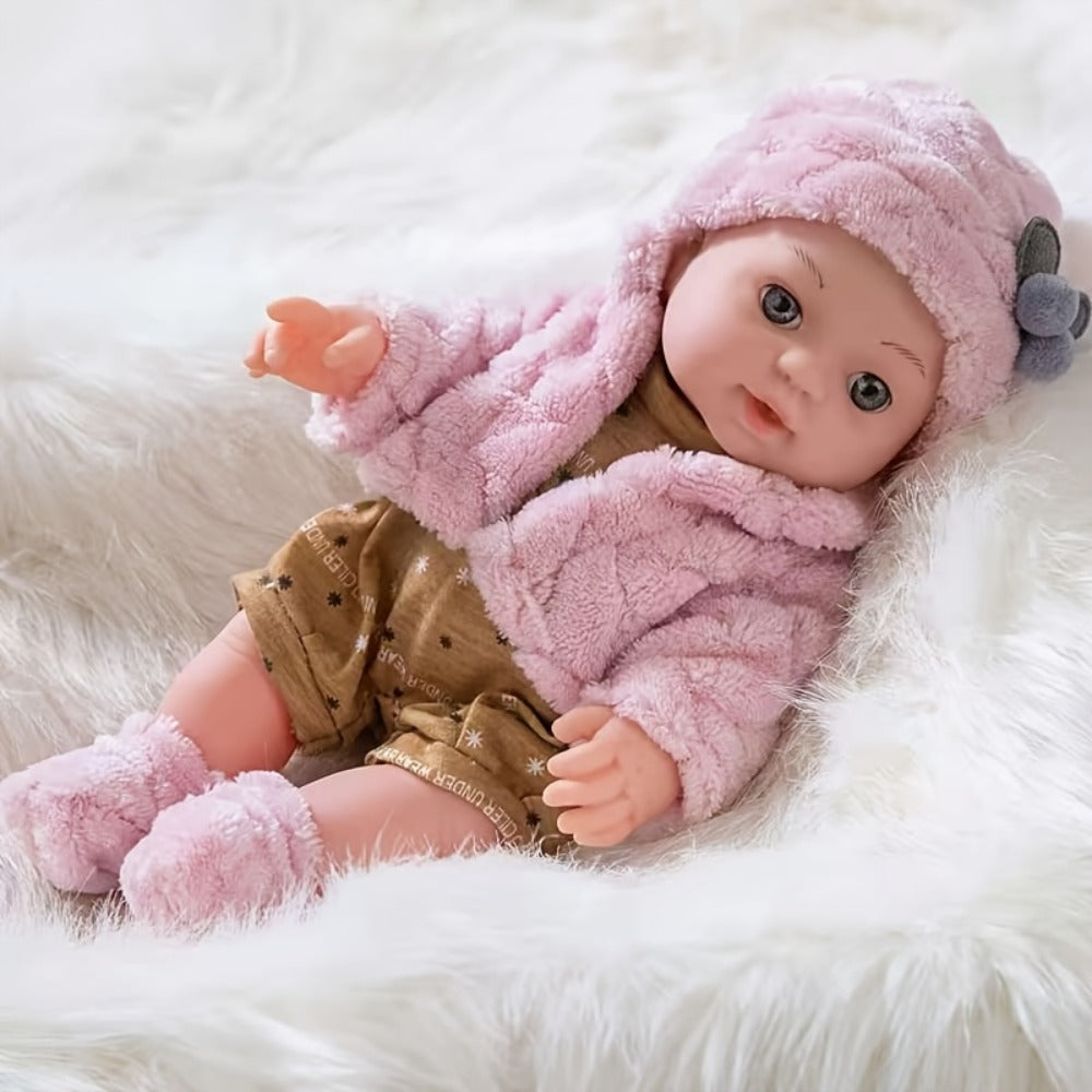 Reborn Doll, 12-Inch Mini Figure with Pink Hat, Socks, Clothing and Optional Pacifier Sets — image 10