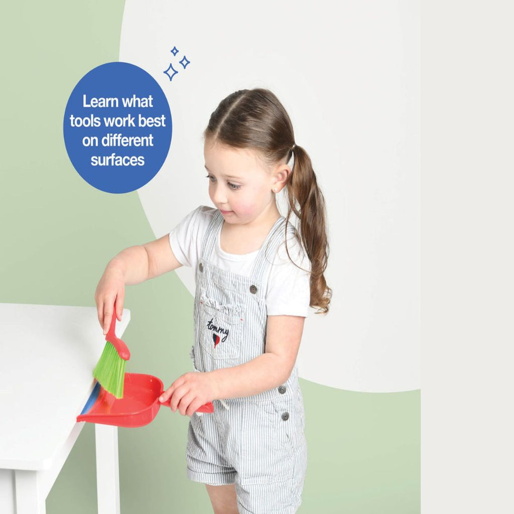 Kids Cleaning Set 4 Piece Toy Broom Mop Brush Dustpan, Pretend Play Housekeeping Kit for Toddlers Boys Girls — image 3