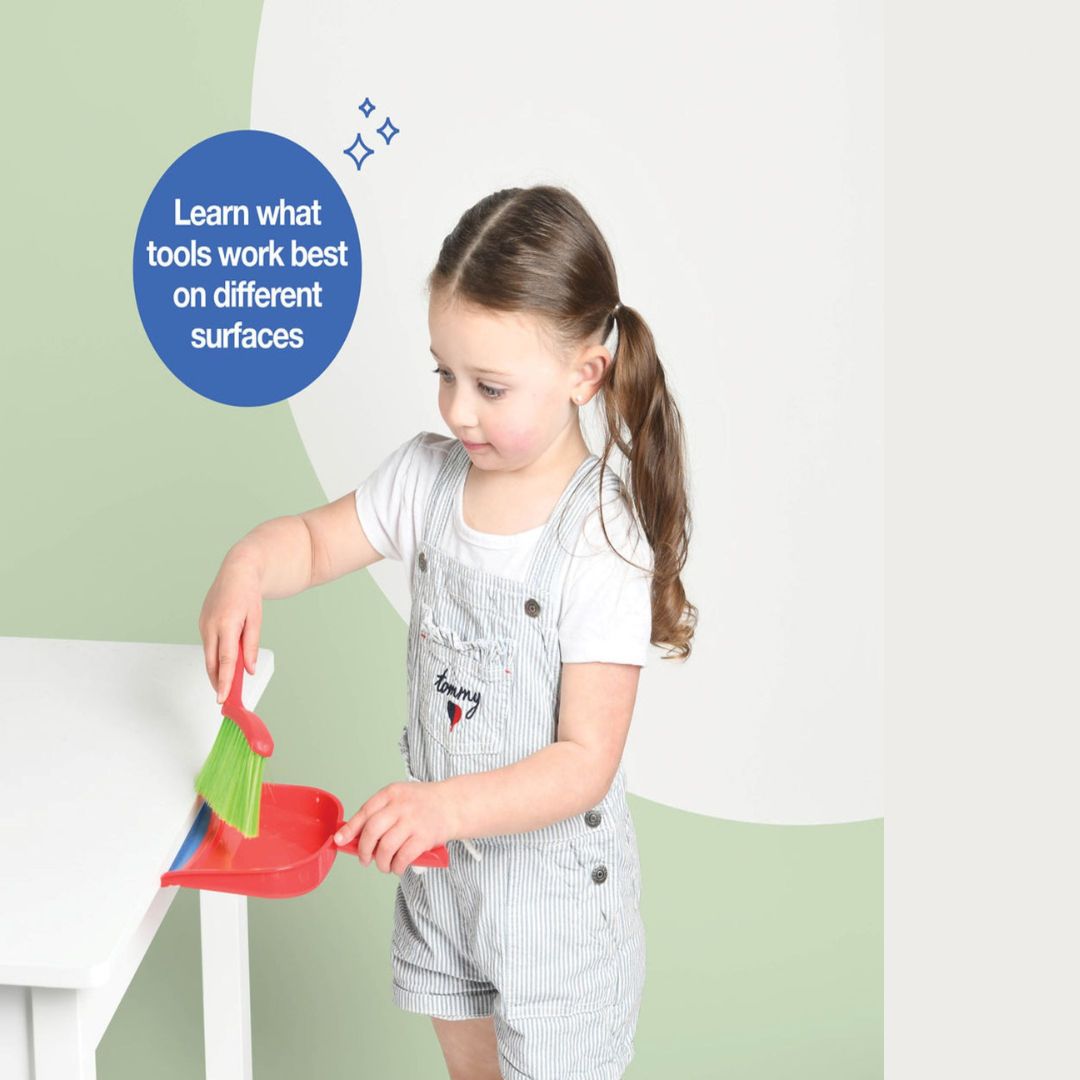 Kids Cleaning Set 4 Piece Toy Broom Mop Brush Dustpan, Pretend Play Housekeeping Kit for Toddlers Boys Girls — image 3