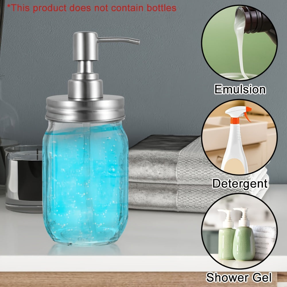 Mason Jar Soap Dispenser Pump Lids 4 Pack – 304 Stainless Steel Regular Mouth Mason Jar Pump Replacement, Leakproof Gasket — 