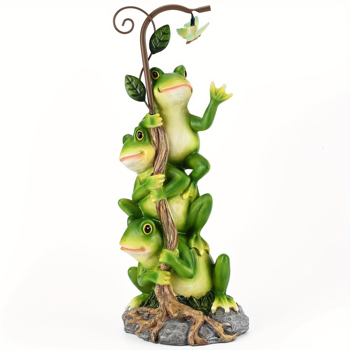 Solar Garden Lights Frog Reading Statue with Lantern, One-Piece Resin Lawn and Patio Ornament — image 11