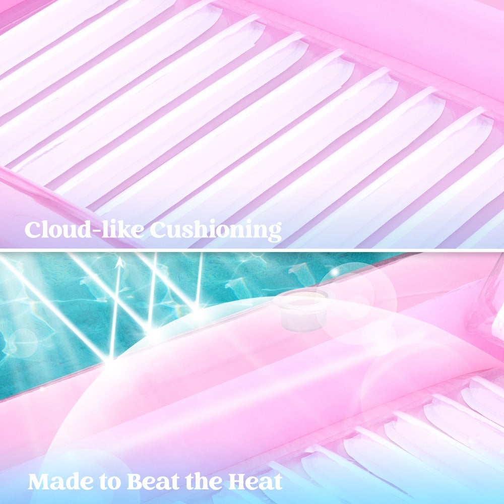 70 x 46-Inch Inflatable Pool Float Tanning Bed in Pink and White with Open Center and Raised Pillow — image 3