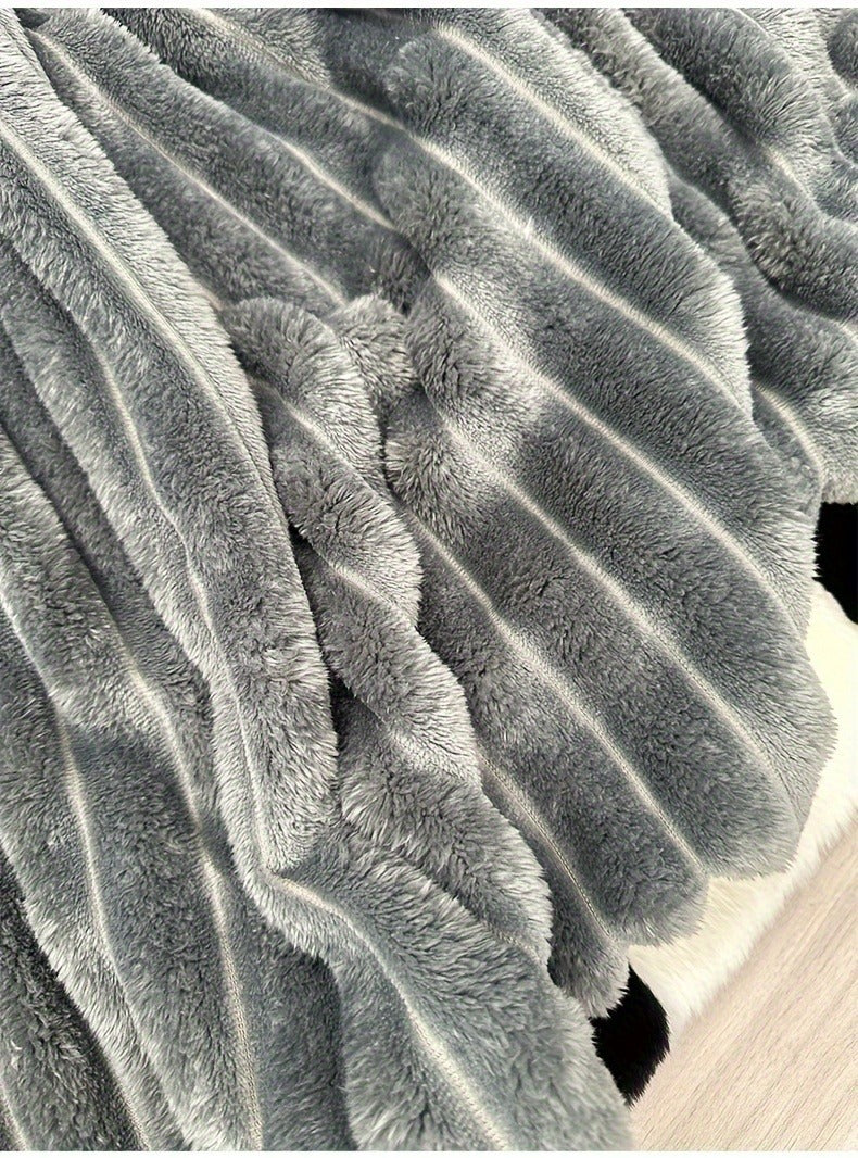 Fleece Blanket Double-Sided 3D Faux Rabbit Fur Throw – Ultra-Soft Thick 300-350g/m² for Home, Office, Travel & Camping — imag