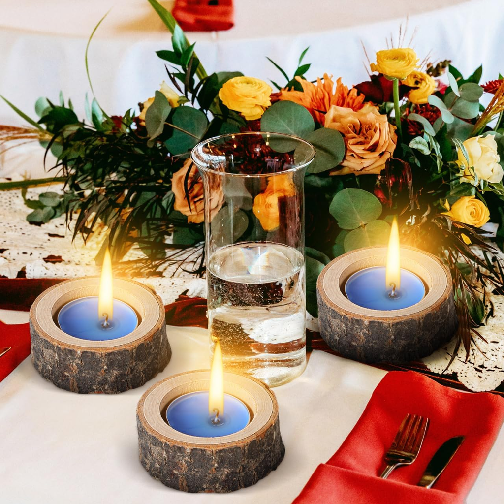 Candle Holder Set 22-Piece Birch Wood Stump Tealight Cups with 1.57-Inch Openings and Bark-Edge Finish — image 2