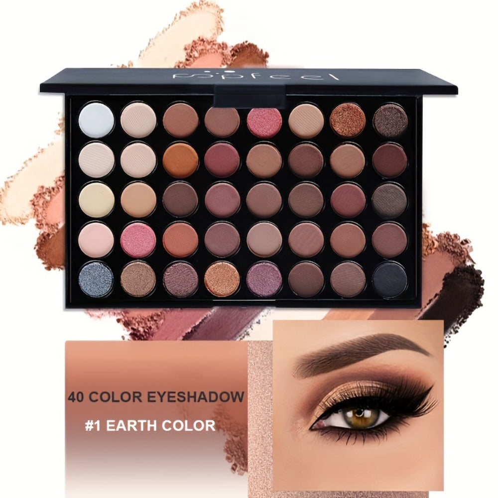 40 Shade Eye Makeup Gift Set with Eyeshadow Palette, Brush, Eyeliner & Eyebrow Pencil, for Makeup, Travel and Everyday Vanity