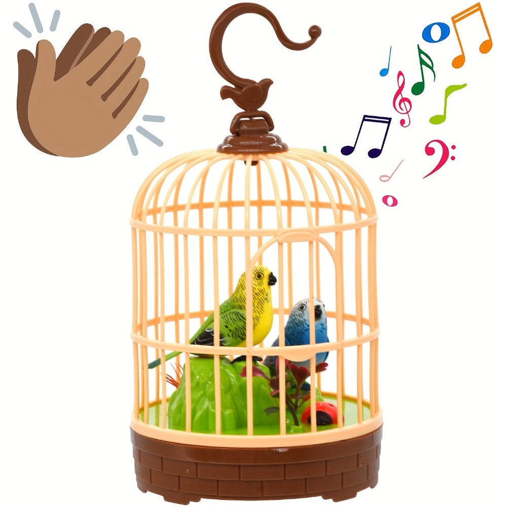 Mini Voice-Activated Birdcage Toy, Chirping & Wing-Fluttering Parrot, Interactive Sound-Responsive Animal Toy — image 2