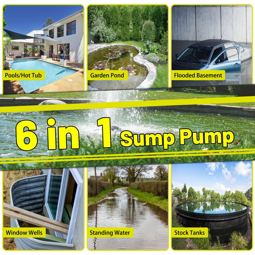 Submersible Sump Pump 1HP 5300GPH 750W with Float Switch 26ft Cord for Pool Pond Basement Garden — image 9