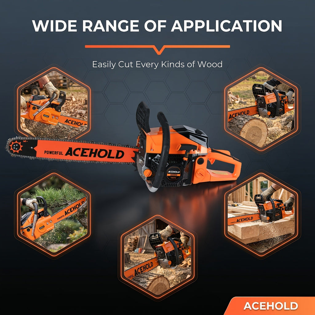 Chainsaw, Gas Powered Forestry Wood Cutting Farm Yard for Garden, Patio and Yard Use, with the Listed Configuration — image 1