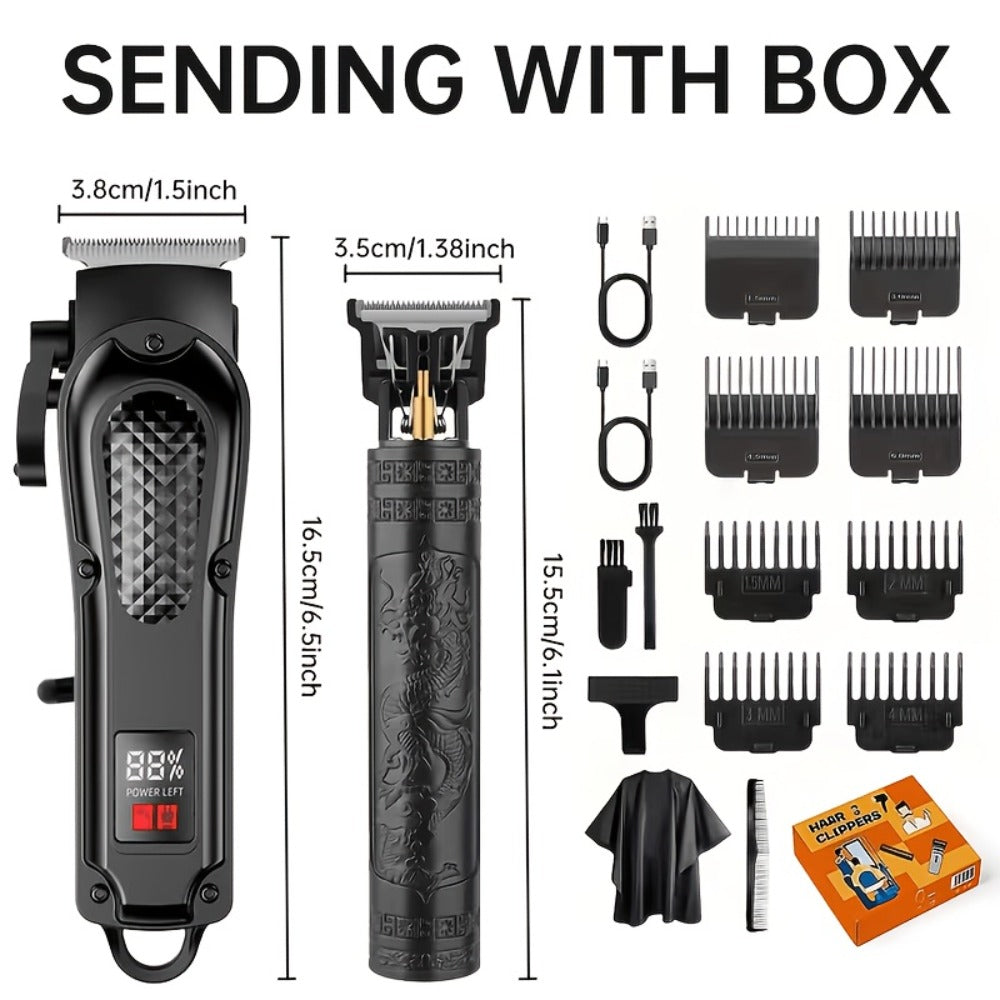 2-Piece Hair Clipper Set with Full-Size Clipper, Detail Trimmer, Guide Combs and USB Charging Accessories — image 7
