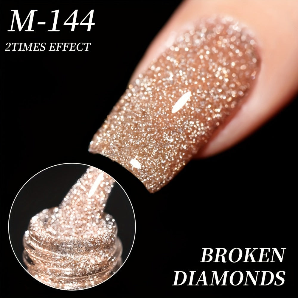 Gel Nail Polish 5-Color Pastel Diamond Glitter Set in Frame Bottles, Shades 140-144, with UV/LED Soak-Off Cure — image 7