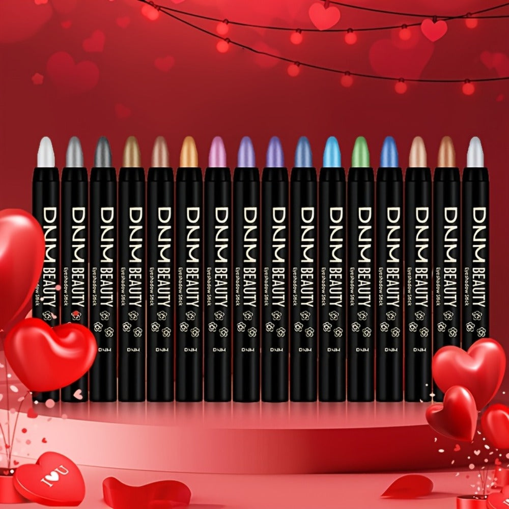 Gel Eyeshadow Stick Pencil Set 16 Colors Pearl Shimmer Matte Blendable Eye Makeup Crayons, for Makeup, Travel and Everyday Va