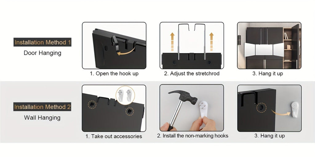 Three-Way Hair Cutting Mirror with Folding Panels, Adjustable Door Hooks and LED, Non-LED or Two-Pack Options — image 19