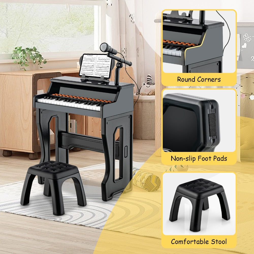 Kids Piano Set 37 Keys with Microphone, Detachable Music Stand & Stool, 22 Demos 8 Tones 8 Percussion Effects — image 2