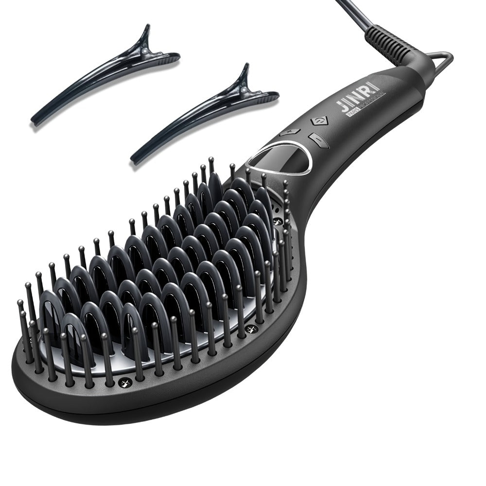 Ceramic Hair Straightener Brush 30 Sec Fast Heat Anti-Scald Straightening Comb Soft Touch, for Home, Travel and Salon Hair St
