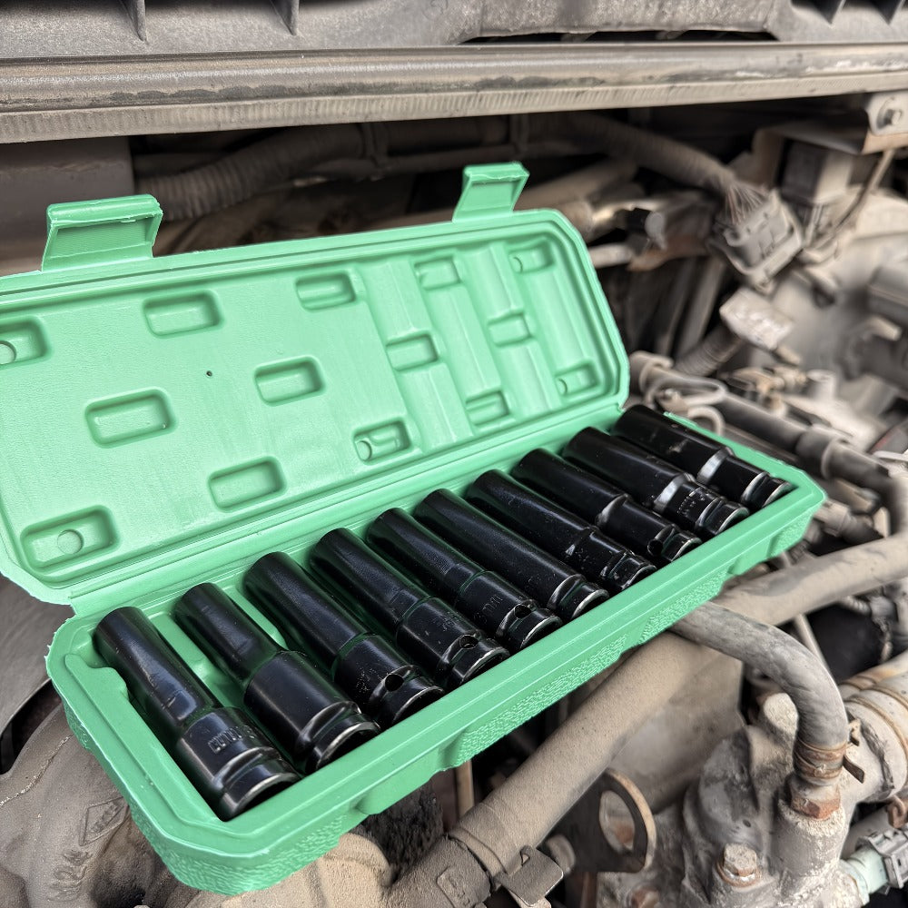 1/2 Inch Deep Impact Socket Set – Chrome Vanadium Steel for Tire Removal, Mechanical Repairs & Car Maintenance | Compatible w