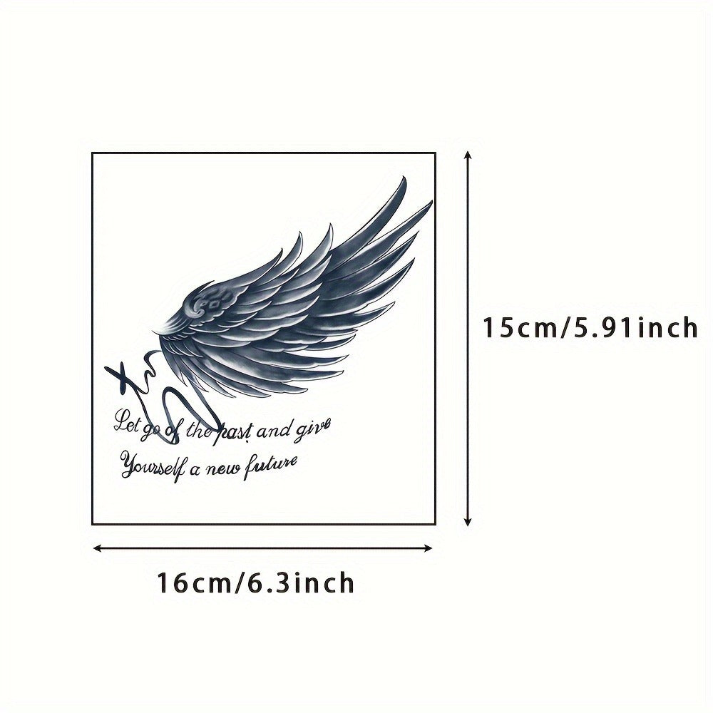 Temporary Tattoos, 6-Sheet Black Compass, Wings and Anchor Set with Large Body Art Designs — image 3