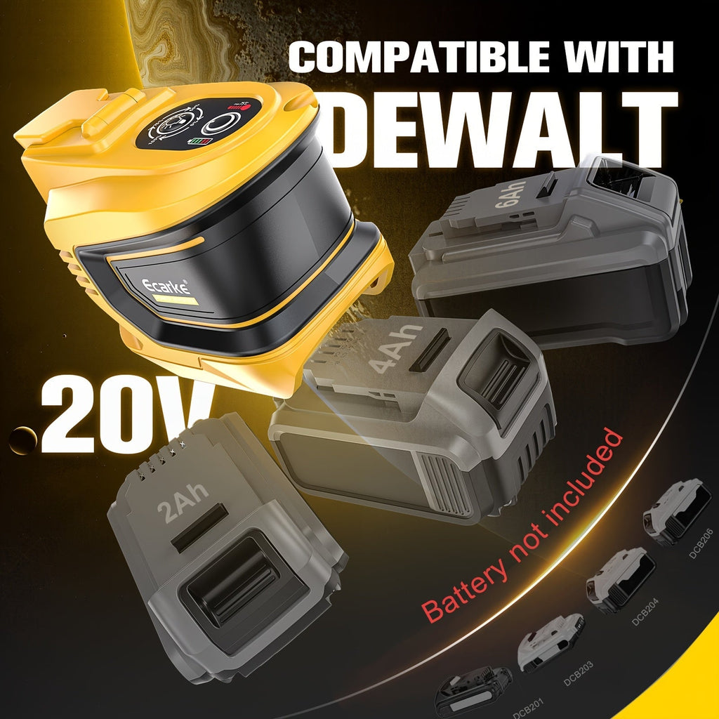 Battery Inverter for Dewalt 20V & 18V - 200W/350W/550W DC to AC 110V, USB, Type-C & AC Outlet, LED Work Light — image 2