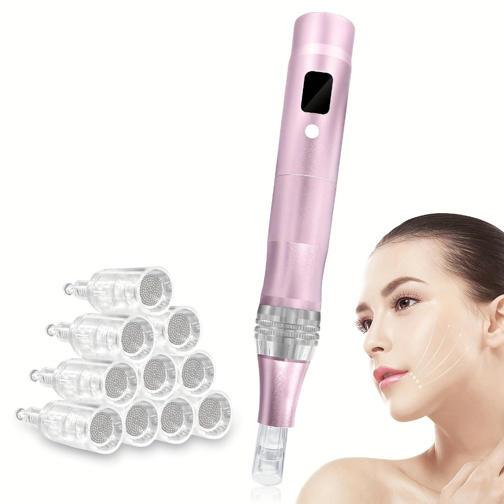 Microneedling Pen Electric 6-Speed Wireless Derma Pen 0.25mm Aluminum Alloy Cordless Skin for Bath Time, Home Spa and Persona