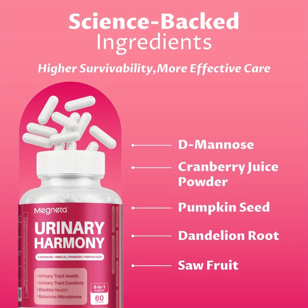 Dietary Supplement Capsules with Megneta Label, D-Mannose, Hibiscus, Cranberry and 60 Count — image 4