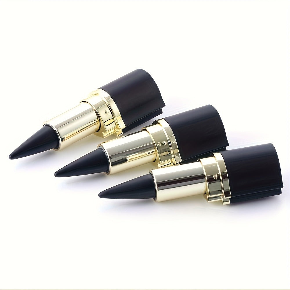 Six-Piece Solid Matte Black Twist-Up Eyeliner Set with 7.5cm Gold-Trimmed Cases for Eye Makeup — image 3